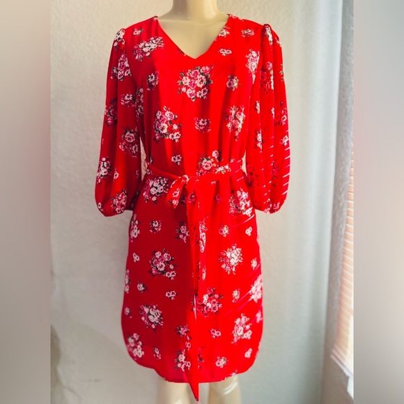 Halogen women’s Floral print tie waist long sleeve dress size XS - Picture 4 of 12